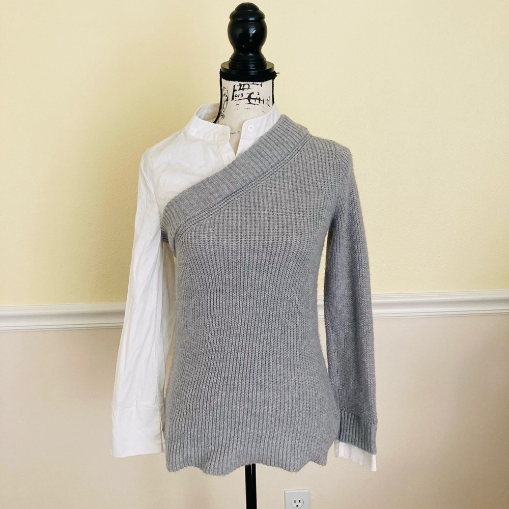 NWOT VINCE CAMUTO GREY & WHITE ASYMMETRICAL TOP